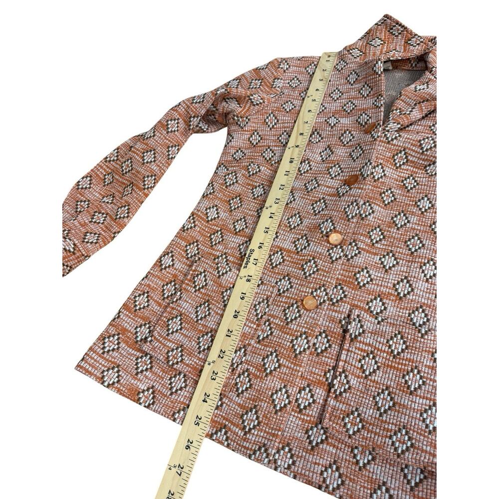 Vintage Koko Jacket Womens Medium Orange Brown Knit Geometric Retro 70s - Picture 10 of 14